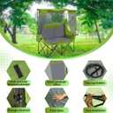Teenyyou Double Camping Chair with Canopy Shade 660lbs Heavy Duty Beach Chair, Portable Folding 2 Person Camping Loveseat with Cup Holder and Storage Bag for Lawn Beach Outdoor Sport(Geen and Grey)