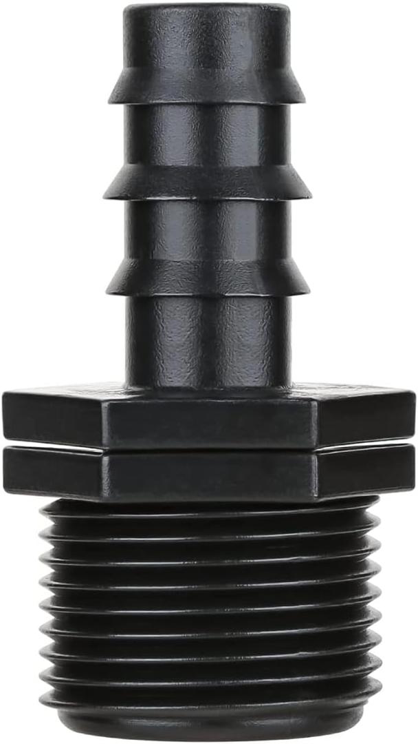20 pcs 1/2" Barb x 3/4" NPT Male Hose Connector, Drip Irrigation Hose Adapter Coupling Fittings for 1/2 -Inch Drip Tubing to Pipe Fitting Connect