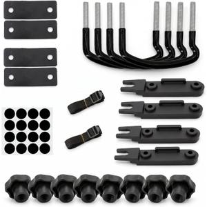 Car Roof Box U-bolt Clamp Kit, Bolt Clamp & Back Plate & Lock Nut, Exterior Rooftop Cargo Carrier Rack Mounting Hardware with Protective Pad, Modification Accessory for Cars Vans (Black)