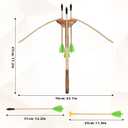 Crossbow Toy Set for Kids with 12 Handmade Wooden Arrows and Quiver, Cross Bow Archery Prop for Costume Cosplay, Halloween Party Role Play Gift for Boys and Girls, Green