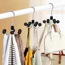 TOPIA HANGER Hoodie Hangers 4-Pack with 6 Wood Balls, 360Swivel Purse Hanger, Scarf Hanger, Closet Hooks, Handbag Organizer, Bra Hanger, Accessory Organizers for Scarf, Tanktop, Hat, Hoodie CT57B