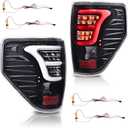 G-PLUS Tail Light Assembly w/Wiring Harness Compatible with Ford F150 2009-2014,Only Fit LED Style,Rear Brake Parking Lamps Left & Right Clear lens Black Housing Luces Traseras, Faros Traseros