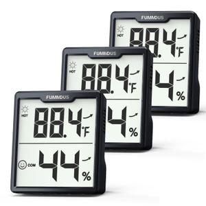 3 Pieces Digital Hygrometer Indoor Thermometer Humidity Meter with Accurate Temperature and Humidity Monitor for House, Baby Room, Office, Greenhouse, Cellar (Black)