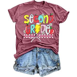 Teacher Shirts for Women: Kindergarten Preschool Teacher Pencil T-Shirt Funny Teacher Graphic Tees Back to School Tshirt (Red, XXL)