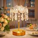 Vintage Lamp, 3 Colors 10 Brightness Crystal Lamp Flower Lamps, 3600mAh Rechargeable Lamps Cordless Lamps Bedroom Kitchen Bathroom, Desk Decor for Women, Valentines Day Gifts Valentines Gifts for Her (Gold)