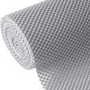 Shelf Liner, Non-Adhesive Roll Drawer Liners 12 Inches x 20 Feet, Non Slip Grip Durable Strong Clean, Shelving Liner for Kitchen cabinets,Storage, Desks, Kitchenware, Tableware, Light Gray, 12"W x 240"L