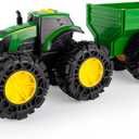 TOMY Monster Treads - John Deere Tractor Toy and Wagon - Includes Lights, Sounds, and Monster Truck Tires - John Deere Farm Toys - Ages 3 Years and Up