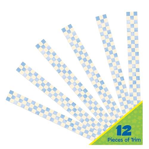 Eureka 845692 S'Cool Era Checkered Sky Decorative Classroom and Bulletin Board Trim for Teachers, 2.25" Wide with 37 Feet Total, 12 Strips