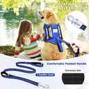 Service Dog Vest Harness and Leash Set+10 Patches,Easy Walk Blue S No Pull&Adjustable Reflective Dog Harness Small Sized,Dog Leash with 2 Soft Padded Handles,for Training Hiking Walking, Small