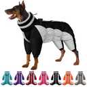 SUNFURA Full Body Dog Coat - Warm Fleece Jacket for Extra Large Dogs, Turtleneck Winter Coats with Harness, Reflective Dog Snowsuit Windproof Puffer Jackets with Legs for Great Dane, Black 3XL