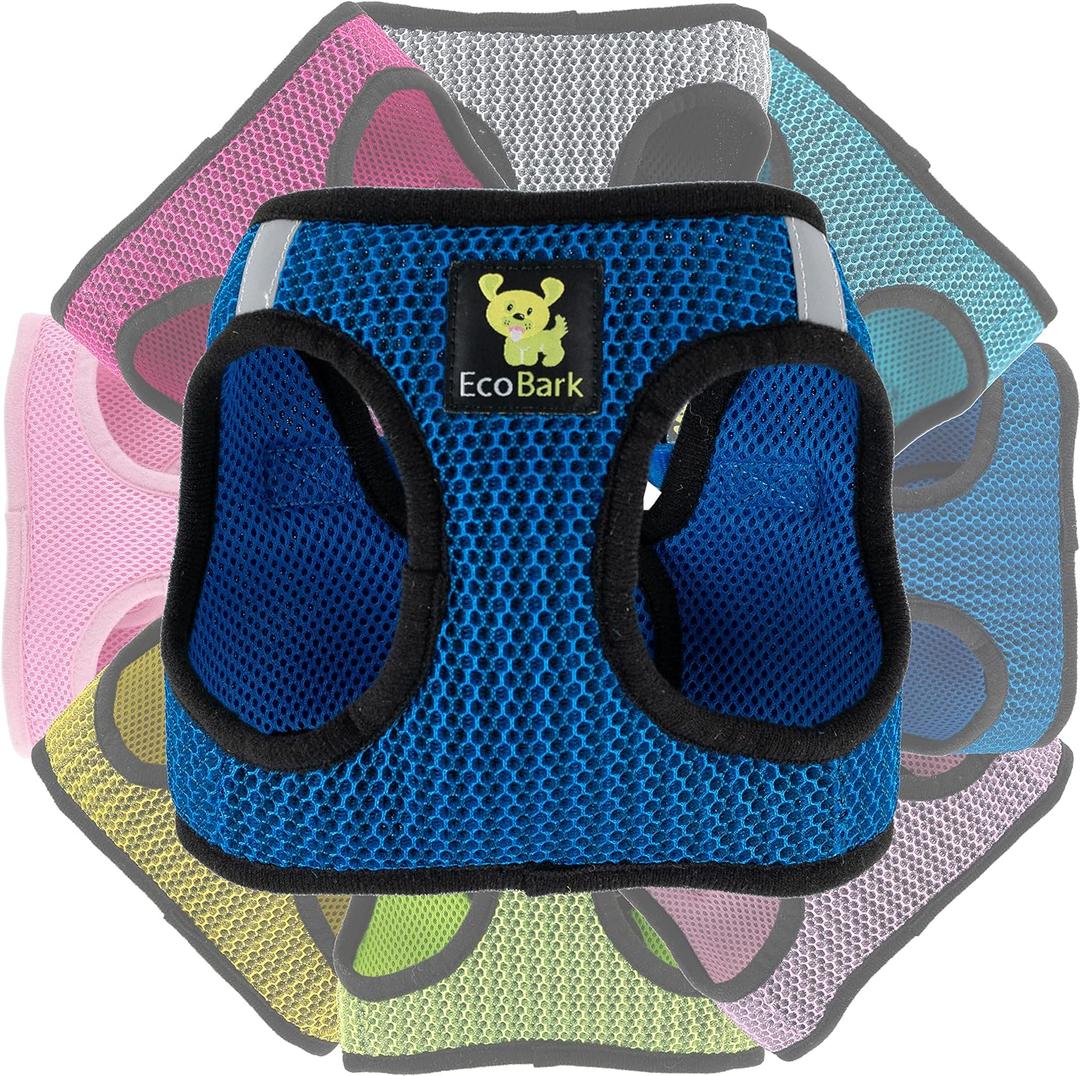 EcoBark Step in Dog Harness Reflective Soft Ultra Padded Mesh Dog Harnesses for Dogs Eco-Friendly Comfort Secure Halter No Pull Adjustable Pet Vest, XS- 5 to 6 lbs- Chest Up to 13 in (Pack of 1), Bright Blue Sport