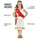 fun shack Kids Greek Goddess Costume for Girls, Athena Costume for Kids, Girls Goddess Outfit, Mythical Dress (Medium, White)