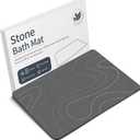 Stone Bath Mat Diatomaceous Earth Shower Mat Non-Slip Super Absorbent Diatomite Stone Bath Mats for Bathroom Floor Quick Drying Natural Easy to Clean(23.6''15.4" Gray) (Line1-grey)