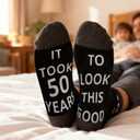 50th 60th 70th Birthday Gifts for Men Him Fathers Day Dad Gifts from Daughter Son Wife Funny Socks for Men Him