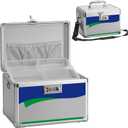 Medicine Lock Box with Combination Lock - 15 * 8.7 * 9.4, First Aid Safe Medication Storage Organizer Pill Container for Home and Outdoor - Silver