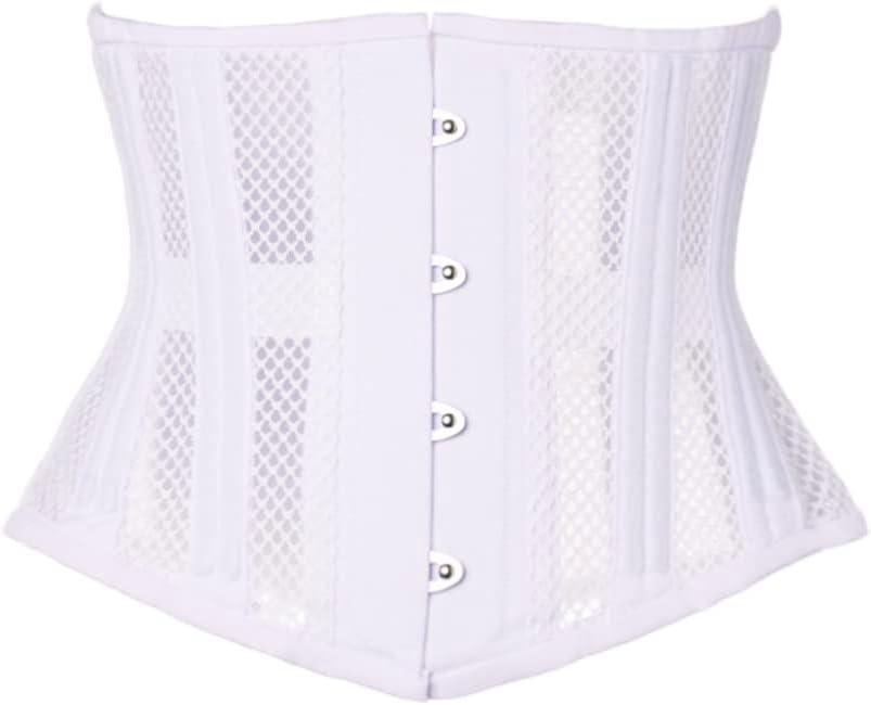 Latex Waist Trainer for Women Underbust Sport Workout Corset Girdle Shapewear Hourglass Body Shaper (White, S)