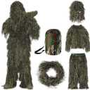 Seeutek 5 in 1 Ghillie Suit - 3D Camouflage Hunting Suits - Jacket, Pants, Hood, Carry Bag for Adults & Youth, M/L/XL/XXL