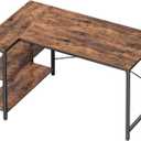 Huuger L Shaped Computer Desk with Reversible Storage Shelves, Gaming Corner Desk for Home Office, Writing Study Desk with Metal Frame, Rustic Brown (47 inch)