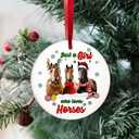 Horse Christmas Ornament, Just A Girl Who Loves Horses Xmas Ornament, Farm Animal Ornament, Xmas Ornament Tree Decoration Gifts for Horse Lovers Farmers, Unique Gift for Her, Horse Riding Lovers