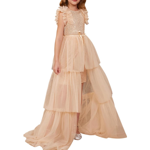 GRACE KARIN Girls Sequin Dress Formal Pageant Sparkle Party Ruffle Prom Maxi Dress, Size 5-14Y