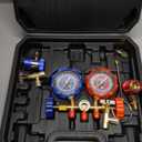 Orion Motor Tech AC Vacuum Pump and Gauge Set, 1/3 hp 4 cfm Vacuum Pump Manifold Gauge Kit with Leak Detector 3 Hoses & Accessories for R134a R12 R22 R502, A/C Vacuum Pump Kit for Auto HVAC Systems