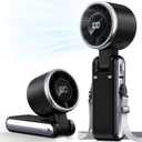 Portable Handheld Turbo Fan - 5 Gear High Speed 4000mAh Rechargeable Mini Personal Hand Fan Blow Cold Air, Battery Operated Travel Essentials, Beach Vacation, Gifts for Women, Men (Black)