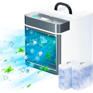 Portable Air Conditioner, Upgraded Mini Personal Anti-leakage Water Ice Cooling Air Cooler Fan with 3 Speeds, Small for Living Room Bedroom Basement Office Tent