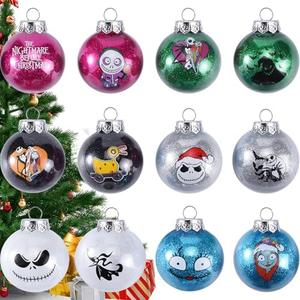 Fxswety Nightmare Before Christmas Tree Ornaments - 12 PCS 2.36 Inch Halloween Xmas Ball Decorations with Glitter for Christmas Tree Home Party Decor!