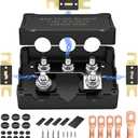 ANL Fuse Holder with 300A, 400A, 500A Fuses, Max 1000A Waterproof Marine Fuse Block, 1 in 3-6 Out, 4 x 5/16" M8 Studs Heavy Duty Dual Fuse Holder for Automotive, Boat, RV, Truck