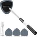 desin Windshield Cleaning Tool, Car Window Cleaner Windshield Cleaner with 4 Reusable and Washable Microfiber Pads and Extendable Handle Auto Inside Glass Wiper