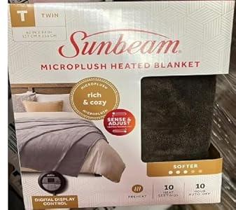 Sunbeam Royal Luxe Night Fog Heated Blanket 12-Heat Settings Auto Off Machine Washable Twin