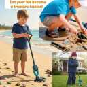 Kids Metal Detector for Boys & Girls 4-10, 1lb-Metal Detector Lightweight for Kids, Adjustable Stem from 23.6" to 28.3", 4"-Depth, Waterproof Metal Detector with Shovel Rake