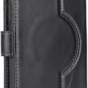 Zouzt for iPhone 15 Plus 6.7 Inch Genuine Leather Wallet Case with Card Holder, Compatible with MagSafe Magnetic Wireless Charging Flip Folio Book Cover Women Men for iPhone 15 Plus - Black