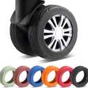 8 Pcs Upgrade Luggage Wheel Covers, Carry On Luggage Suitcases,Wear-Resistant, Anti-Noise, Silicone Wheel Protective Covers for 2-2.4" Spinner Wheel (Black)