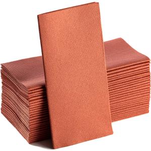 Terracotta Napkins | Linen Feel Guest Disposable Cloth Like Paper Dinner Napkins | Hand Towels | Soft, Absorbent, Paper Hand Napkins for Kitchen,Parties,Weddings,Dinners Or Events | 50 Pack
