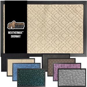 GORILLA GRIP 100% Waterproof All-Season WeatherMax Doormat, 23x35, Durable Natural Rubber, Stain and Fade Resistant, Low Profile, Indoor Outdoor Door Mats, Easy Clean Patio Entrance Mat, Modern Latte