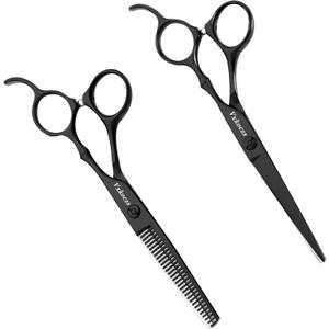 Professional Hair Cutting Scissors Set - 6.88 Japanese Stainless Steel Thinning Shears & Barber Scissors, Razor Edge Salon Shears with Adjustable Screw & Dismountable Ring for Home & Salon Use (2 PCS)