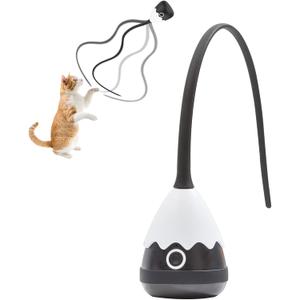 Cat Toys for Indoor Cats, Electronic Interactive Cat Toys, Automatic Silicone Tail Teaser Toy 2 in 1 Cat Wand Toy, Rechargeable Exercise Toy for Kitten-Black