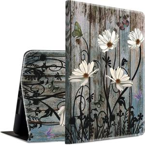 Case for Kindle Fire HD 10 Tablet 10.1" 7th/9th Generation 2017/2019 Release Lightweight Smart Case PU Leather Adjustable Stand Protective Cover with Auto Wake/Sleep - Floral Flower Butterfly