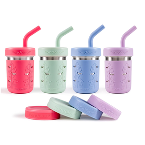 Pandaloo® Smoothie Cups for Kids - Stainless Steel Toddler Tumbler with Straw, Sippy Cup for Smoothies - BPA-Free, Toddler Snack Cups, 10 oz