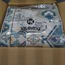 VK VK·LIVING Machine Washable Rug 9'x12' Vintage Design Washable Area Rugs with Non Slip Rugs for Living Room Bedroom Traditional Woven Carpet Stain Resistant Home Decor Boho Rug, Green&Beige