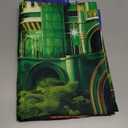 Yriujul Green Castle Shower Curtain for Bathroom Yellow Brick Road Rainbow Sky Wonderland Floral Home Decorations Sets with 12 Hooks Waterproof Polyester 72" x 72"