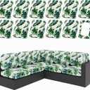 hyha 12Pcs Patio Cushion Covers, Stretch Outdoor Couch Cushion Covers, Washable Outdoor Chair/Sofa Slipcovers for Patio Furniture Cushions Protector with Elastic Bottom(Monstera Deliciosa,Cover Only)