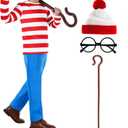 Morph Red and White Stripe Costume for Kids Book Character Outfits Halloween Costumes for Boys (Large)