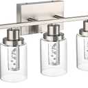 MELUCEE Bathroom Vanity Light Fixtures 5-Light Modern LED Vanity Lights for Bathroom Brushed Nickel with Crystal Bubble Clear Glass Shade, Dimmable Wall Light 3000K-6000K, Built-in LED Chips