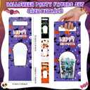 Sunnychicc 25 Pcs Halloween Disposable Cups with Lids 12oz Pumpkin Cup Cartoon Printed Party Tumbler for Treat Candy Halloween Party Favors Supplies Props