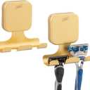 TAILI Powerful Suction Cup Razor Holder 2 Pack, Stylish 304 Stainless Steel Bathroom Suction Hooks for Towel, Loofah, Bathrobe, Shaver Holder for Shower Wall, Easy to Install and Reuse, Gold