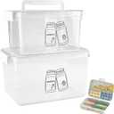 3 Pack Supplement Bottle Organizer with Travel Pill Organizer, Clear Plastic Vitamin Pill Bottle Organizer with Lid & Handle, Stackable First Aid Box Empty for Medicine, Fish Oil, Supplements