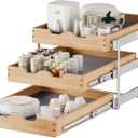 DINDON 3 Tier Pull Out Cabinet Organizer 20W X21D Slide Out Shelves With Shelf Liner for Kitchen Wood Roll Out Drawers Pantry Organization
