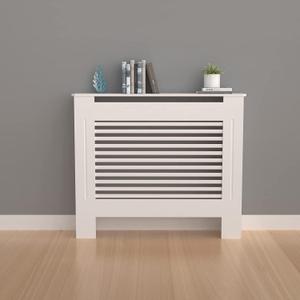 High Radiator Cover Wood Cabinet: 36 Inch Height White Small Heater Covers Horizontal Slats Modern Tall Radiators Shelf Thicken MDF Wooden Kitchen Bedroom Home Furniture for Living Room, S H36 x W30.7 x D7.5 Inch